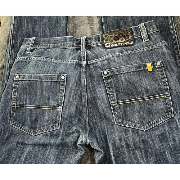 Southpole 8180 Jeans Blue Straight Leg Pockets Distressed Men's Size 34W / 30L - Picture 2 of 8